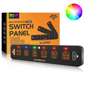 AS Series 6 Gang (AS-R60) RGB Slim Switch Panel, Toggle/ Momentary/ Pulsed Mode Supported(One-Sided Outlet) — AS-R60 Switch Panel
