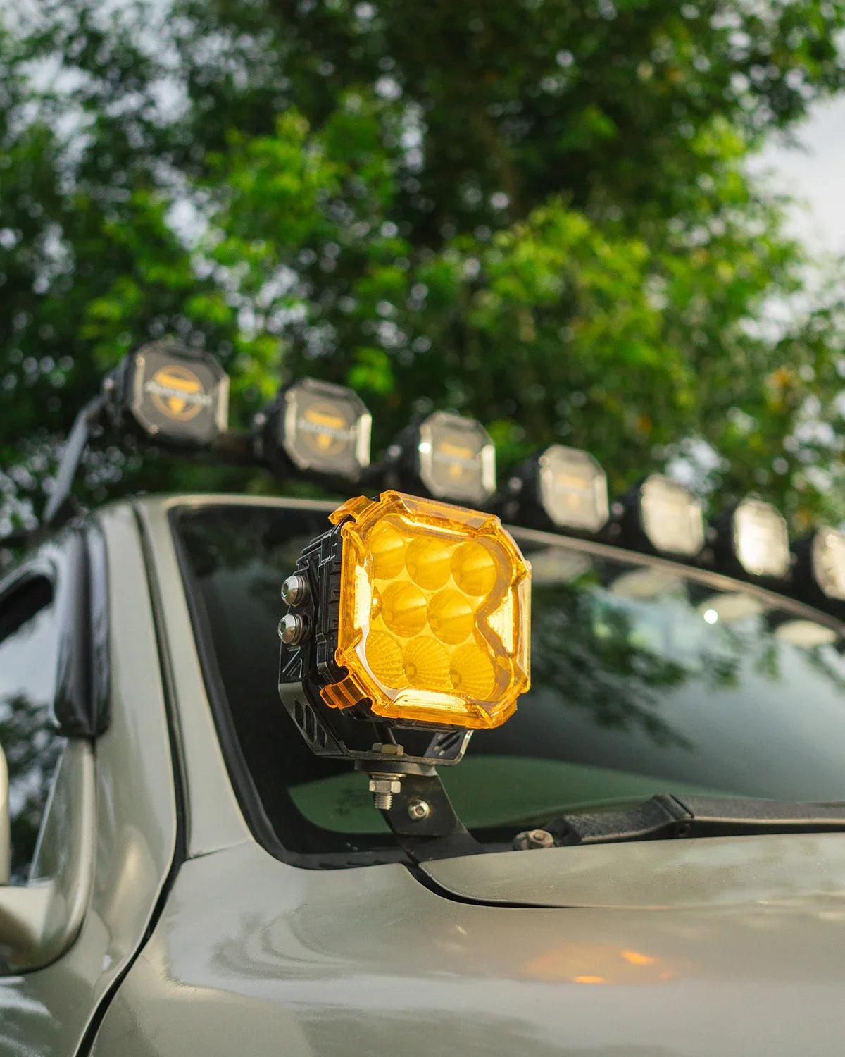 CUBE-Z Series 4 Inch LED Pod Lights Off Road Lights with White DRL & Amber Turn Signal Lights — Spot / 2Pcs Pod Light / With Amber Covers - Image 2
