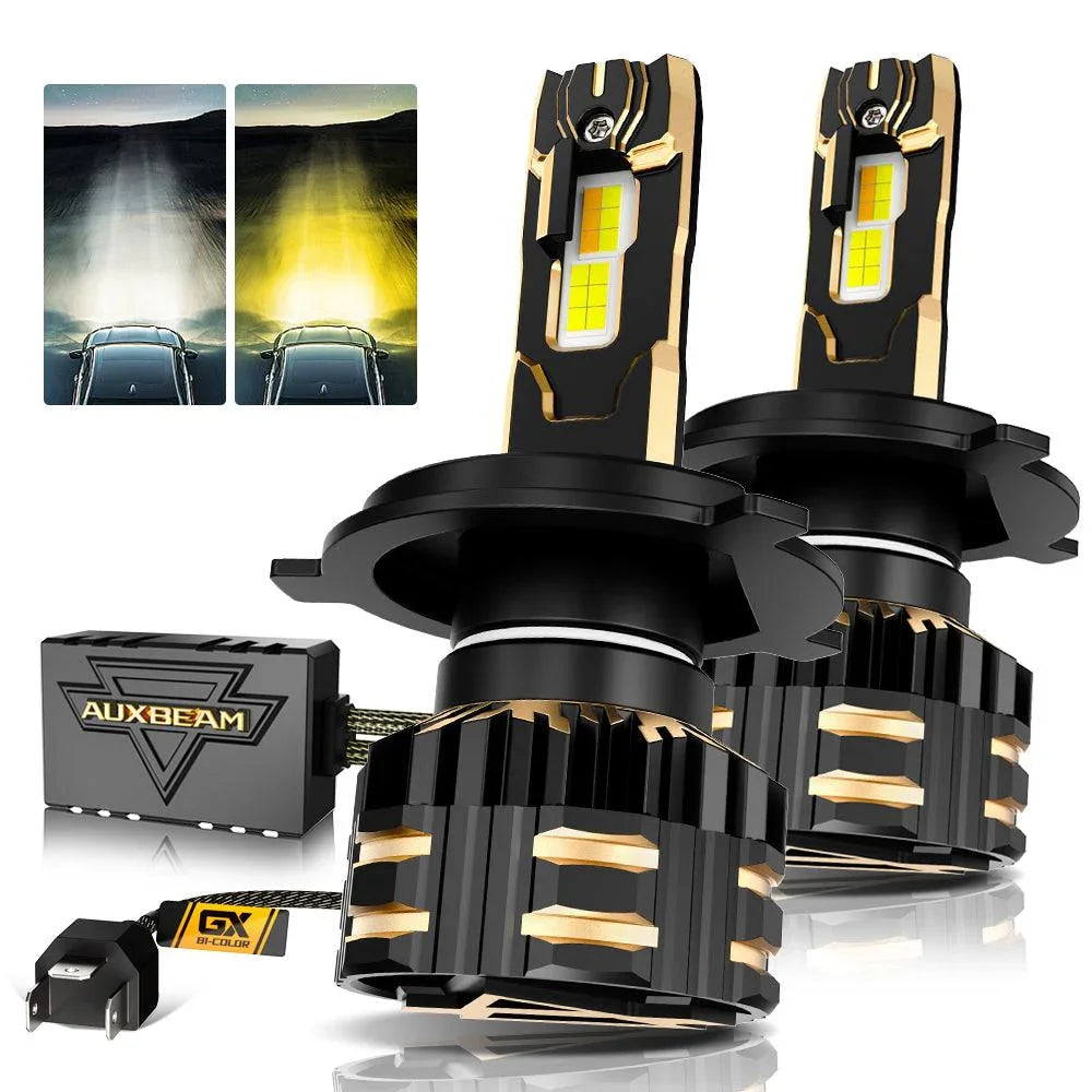 H4 LED Headlight Bulbs 110W 25000LM GX Bi-Color Series High Power & Brightness Dual Color Switchback | 2 Bulbs — H4 / - / -