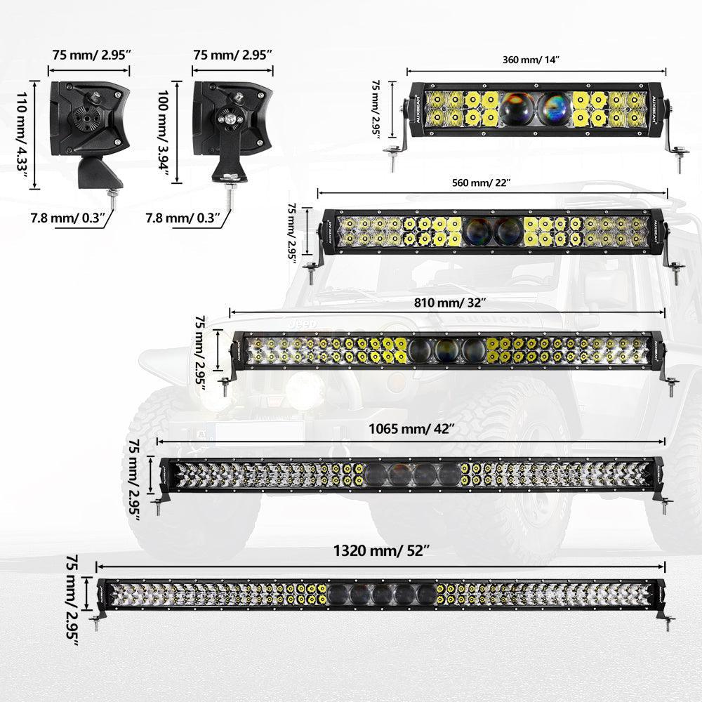 12"/22"/32"/42"/52" 5D-PRO Series LED Light Bar with 5D Projectors For Dodge Ram 2500 — 12" - Image 3