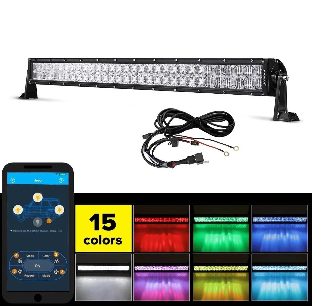 V-Series RGB Color Changing Off Road LED Light Bar — 22"-120W / Curved