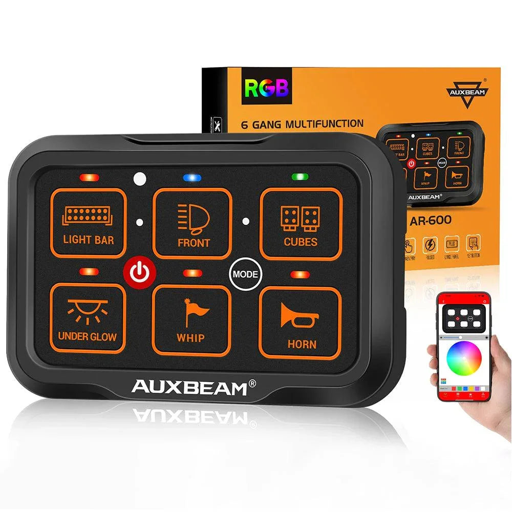 AR Series 6 Gang (AR-600) RGB Switch Panel with APP, Toggle/ Momentary/ Pulsed Mode Supported (One-Side Output) — AR-600 RGB Switch Panel