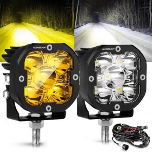 XP-ULTRA Series 3 Inch 80W Spot Beam LED Pods Amber&White Offroad Lights — 2Pcs Pod Light / Without Covers