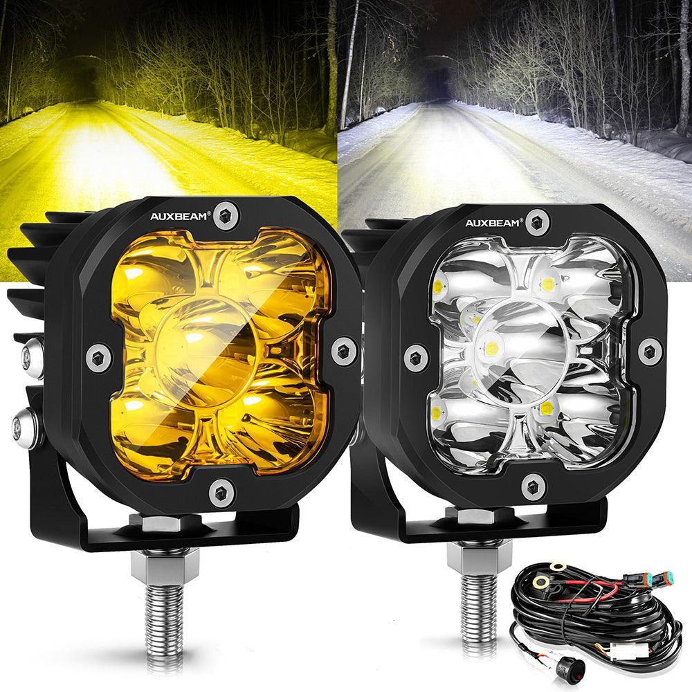 XP-ULTRA Series 3 Inch 80W Spot Beam LED Pods Amber&White Offroad Lights — 2Pcs Pod Light / Without Covers