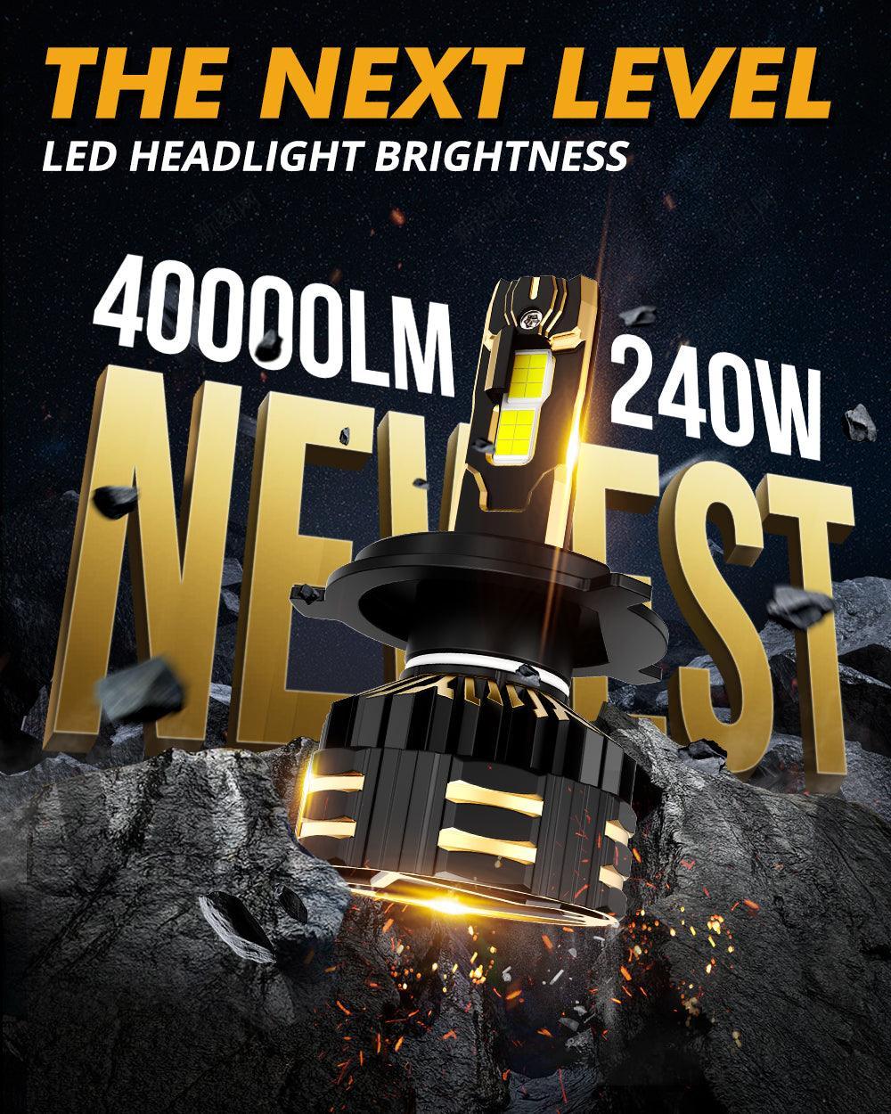 ๐H4 LED Headlight Bulbs 240W 40000LM GX-ULTRA Series 6500K Cool White | 2 Bulbs โ H4 / - / - - Image 2