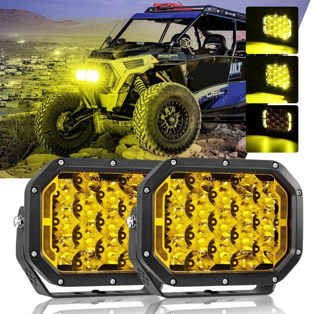 7x5 Inch Rectangle LED Pods Amber Spot Driving Lights with DRL FOR ATV UTV SIDE BY SIDE 4X4 — Amber Light