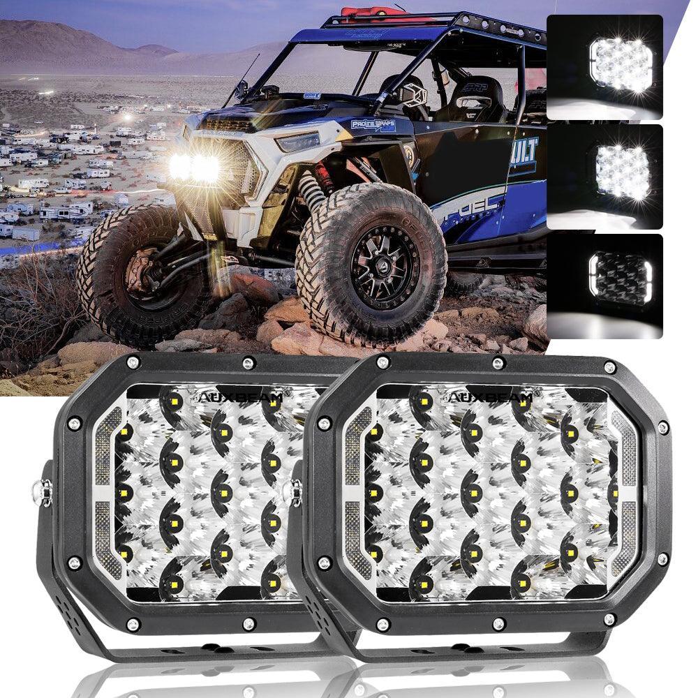 7x5 Inch Rectangle LED Pods White Spot Driving Lights with DRL FOR ATV UTV SIDE BY SIDE 4X4 — White Light