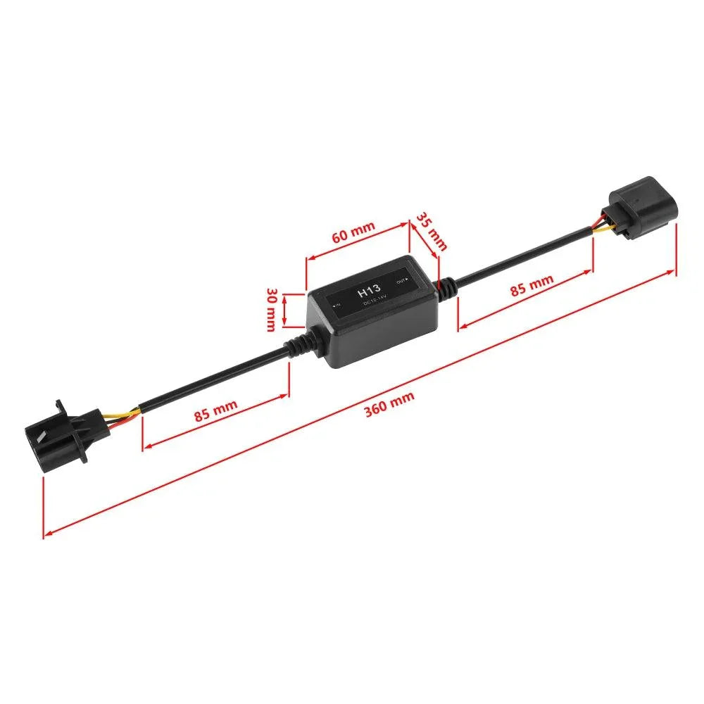 H13/9008 C10-MODEL Enhanced LED Headlight Bulbs Canbus Decoder Anti-Flicker Hyper Flash No Warning Harness Resistor Conversion Kit 2pcs/set - Image 2