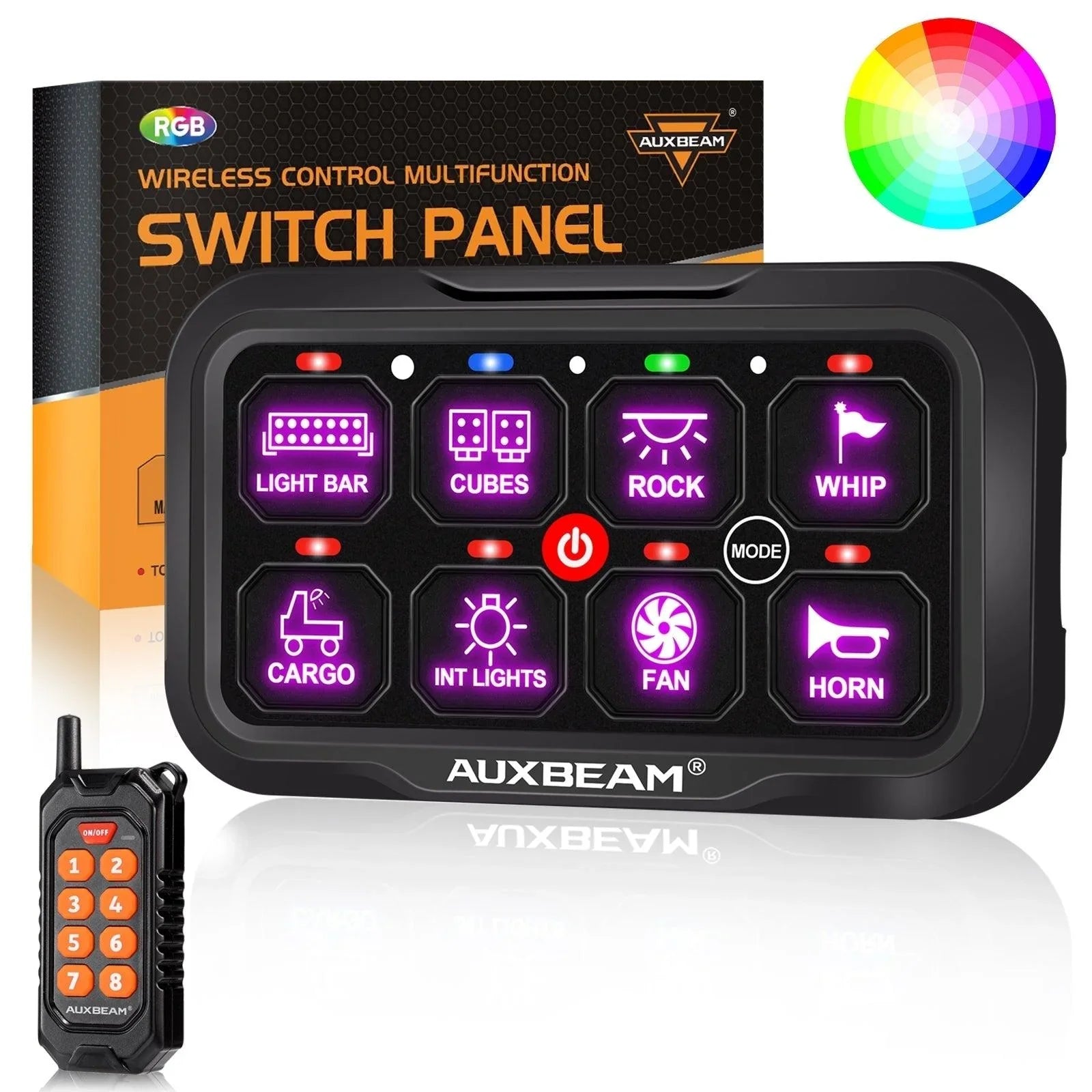 RC Series RC-800 RGB Switch Panel with Remote Control, Toggle/ Momentary/ Pulsed Mode Supported(One-Sided Outlet) — RC-800 Switch Panel