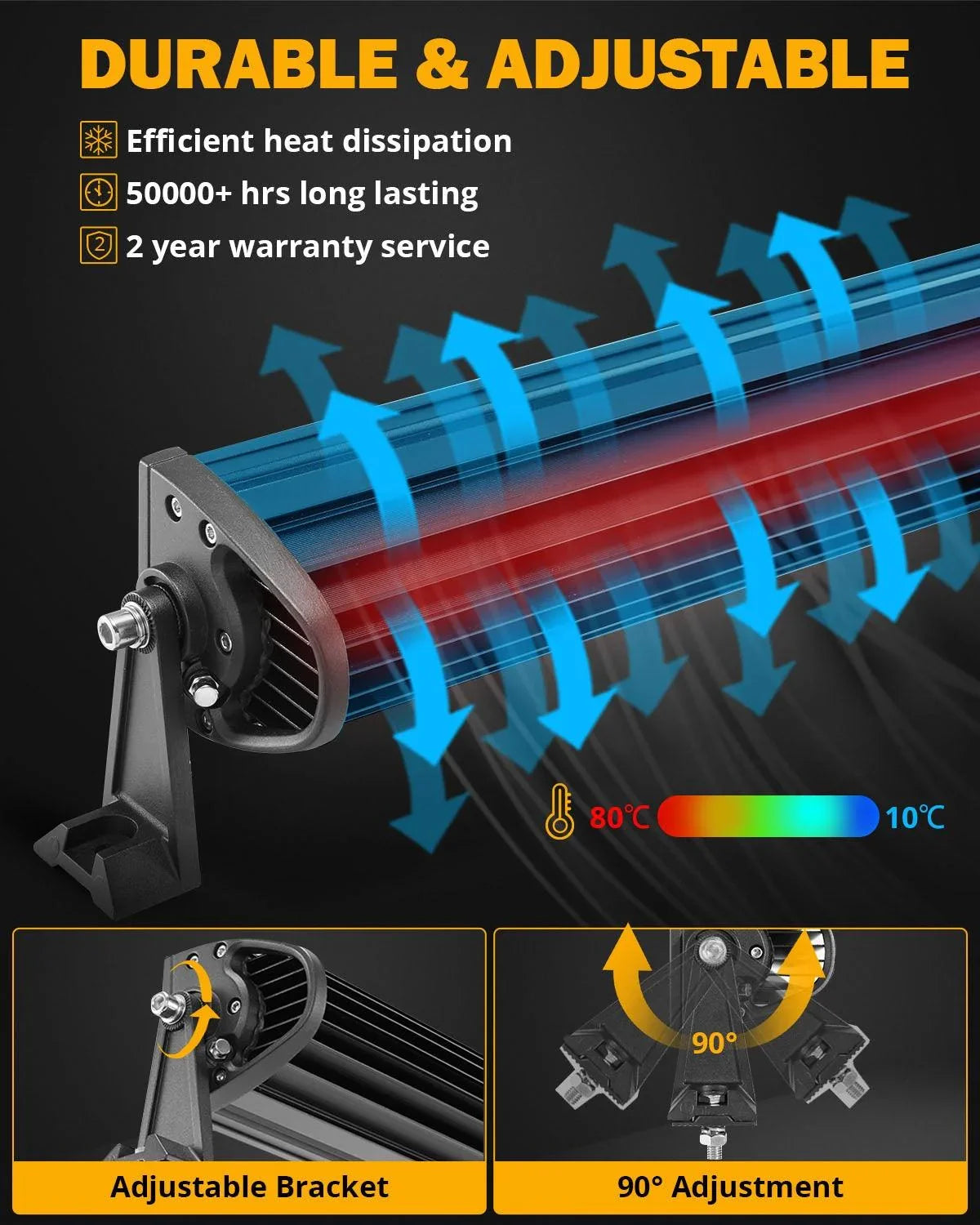 50 Inch 6 Modes White&Amber Straight Off Road Led Light Bar - Image 5