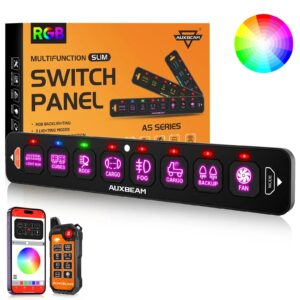 AS Series 8 Gang (AS-800) RGB Slim Switch Panel with APP&Remote Control, Toggle/ Momentary/ Pulsed Mode Supported(One-Sided Outlet) — AS-800 RGB Switch Panel