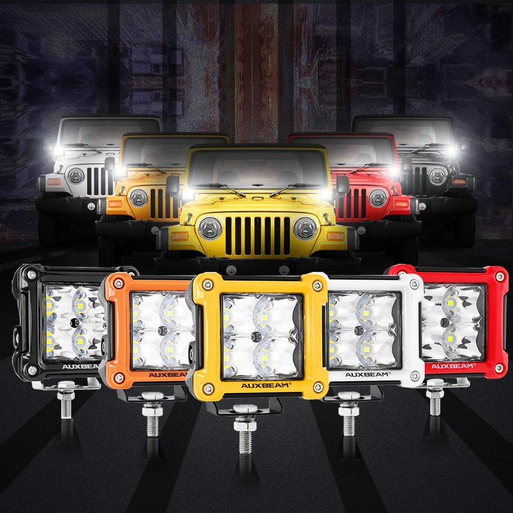 3" 40W LED Pods Light Spot/Flood Multicolor frame with wiring harness for JEEP — Spot Beam / White / Without Covers