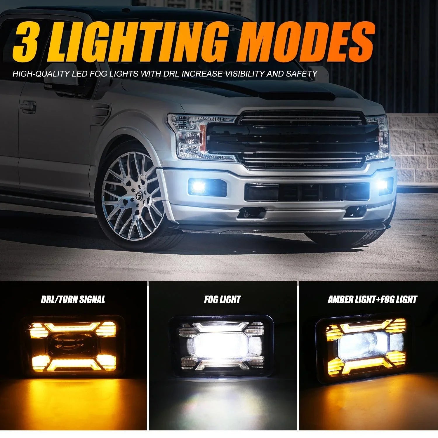 (2pcs/set) 60W LED Fog Lights with DRL/ Turn Signal for Ford F150 2015 2016 2017 2018 2019 2020 - Image 2