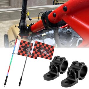 3FT/4FT LED RGB Whip Lights with Bluetooth/ Remote Controlled & Black Universal Flagpole Light Mount for all UTVs with 1.75" to 2" Roll Cage — 3FT LED Whip Light(0.9M)
