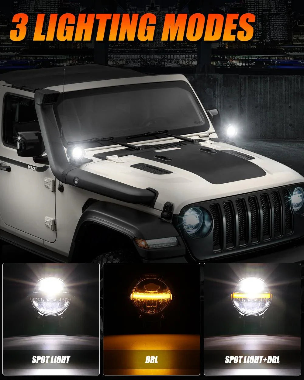 C4 Series | 4 Inch 110W 11000LM LED Pods Offroad LED Driving Lights with Amber DRL — 2Pcs Pod Lights / Without Covers - Image 2