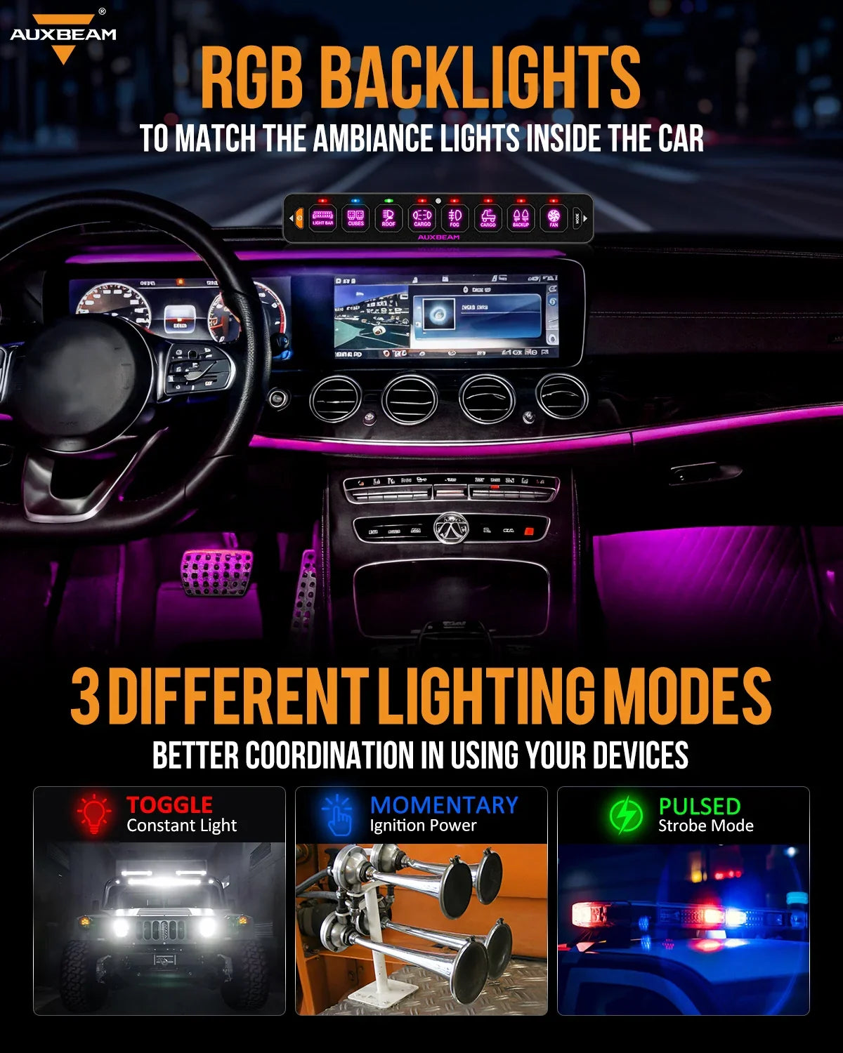 AS Series 8 Gang (AS-800) RGB Slim Switch Panel with APP&Remote Control, Toggle/ Momentary/ Pulsed Mode Supported(One-Sided Outlet) — AS-800 RGB Switch Panel - Image 4