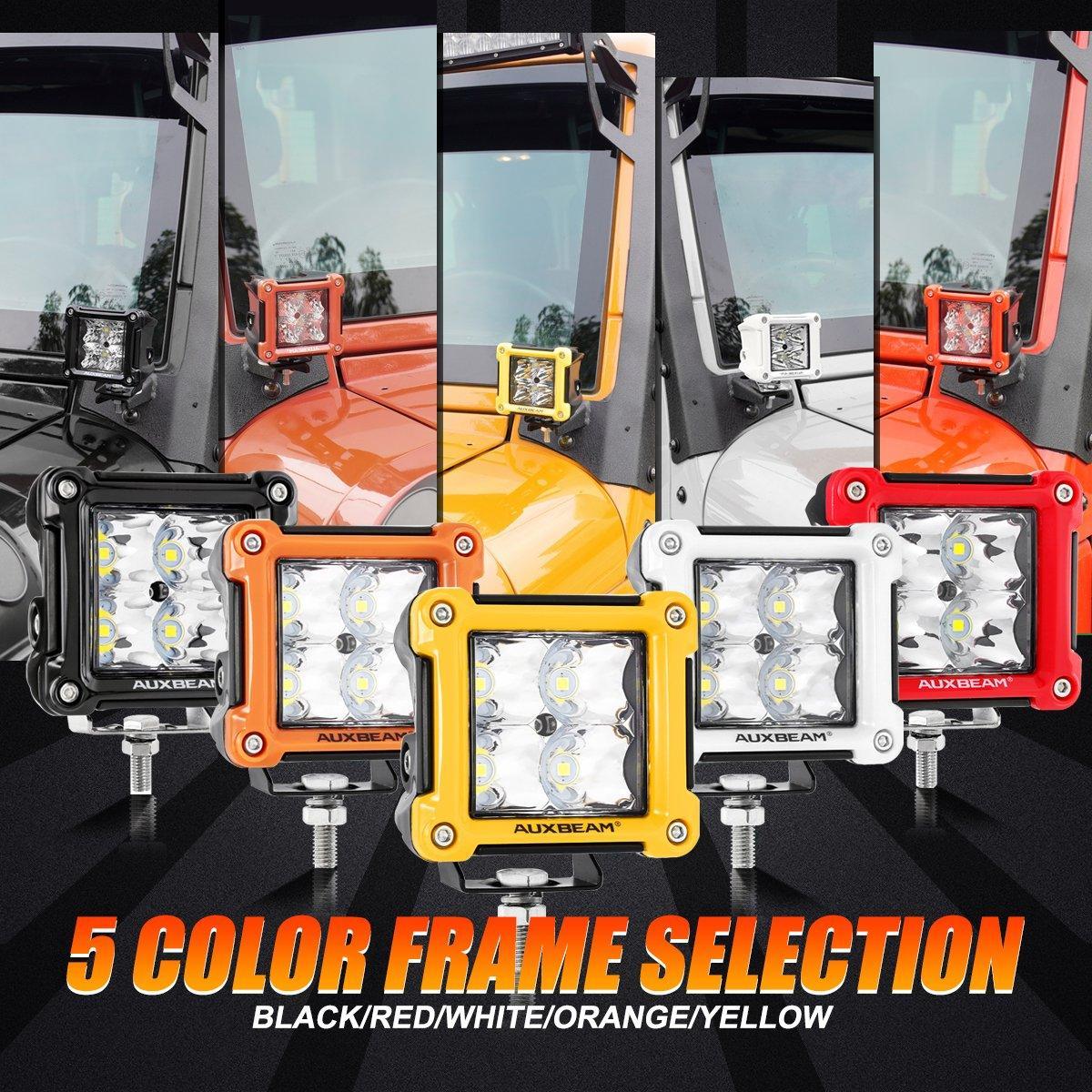3" 40W LED Pods Light Spot/Flood Multicolor frame with wiring harness for JEEP — Spot Beam / White / Without Covers - Image 2