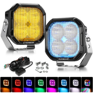 Color Play Series 3 Inch 116W RGB LED Pod Lights Flood Off Road Lights With 8 Backlight Options — 2Pcs Pod Light / Without Black Covers