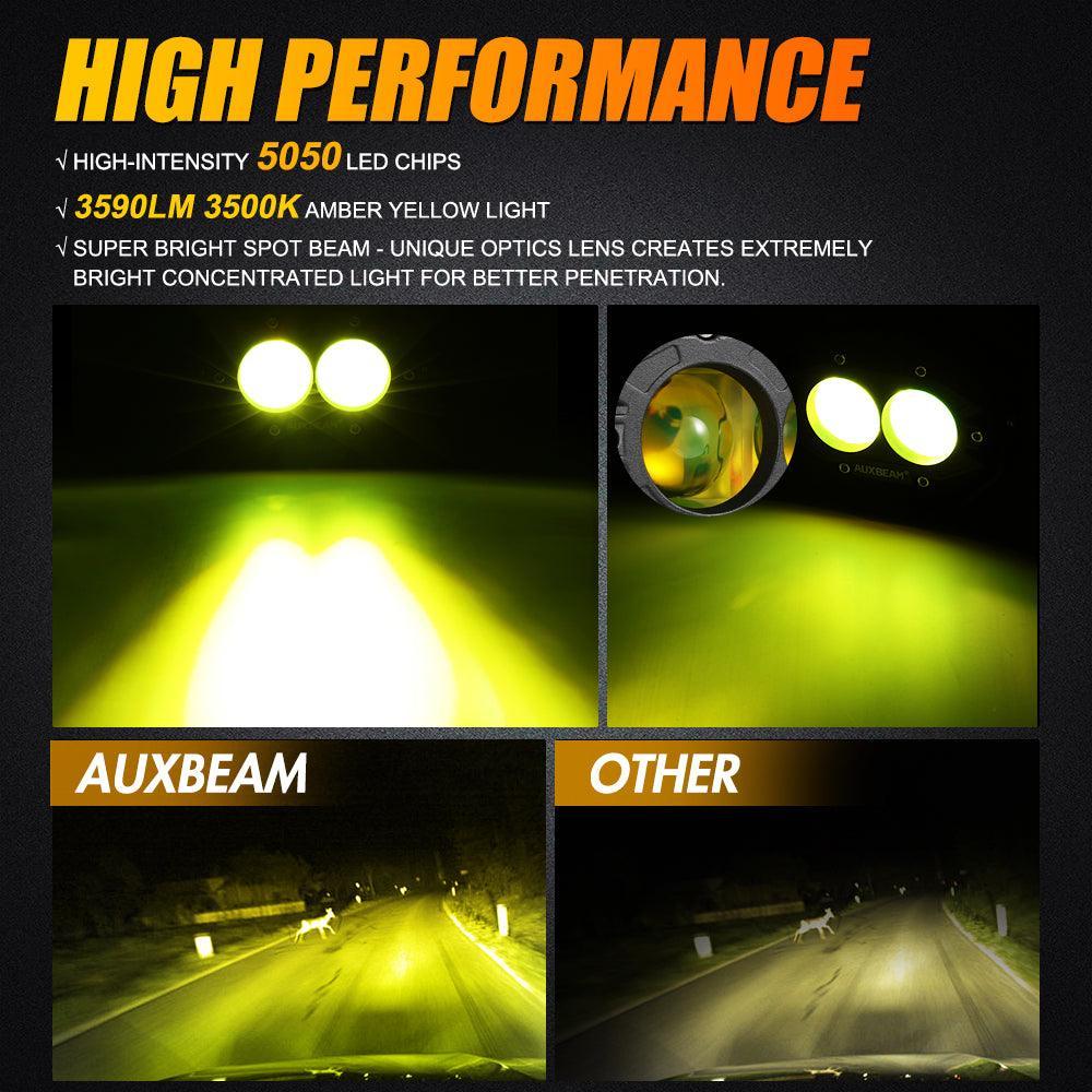 R4 Series | 4 Inch 60W LED Pods Amber Spot Driving Light — 2Pcs Pod Lights - Image 2
