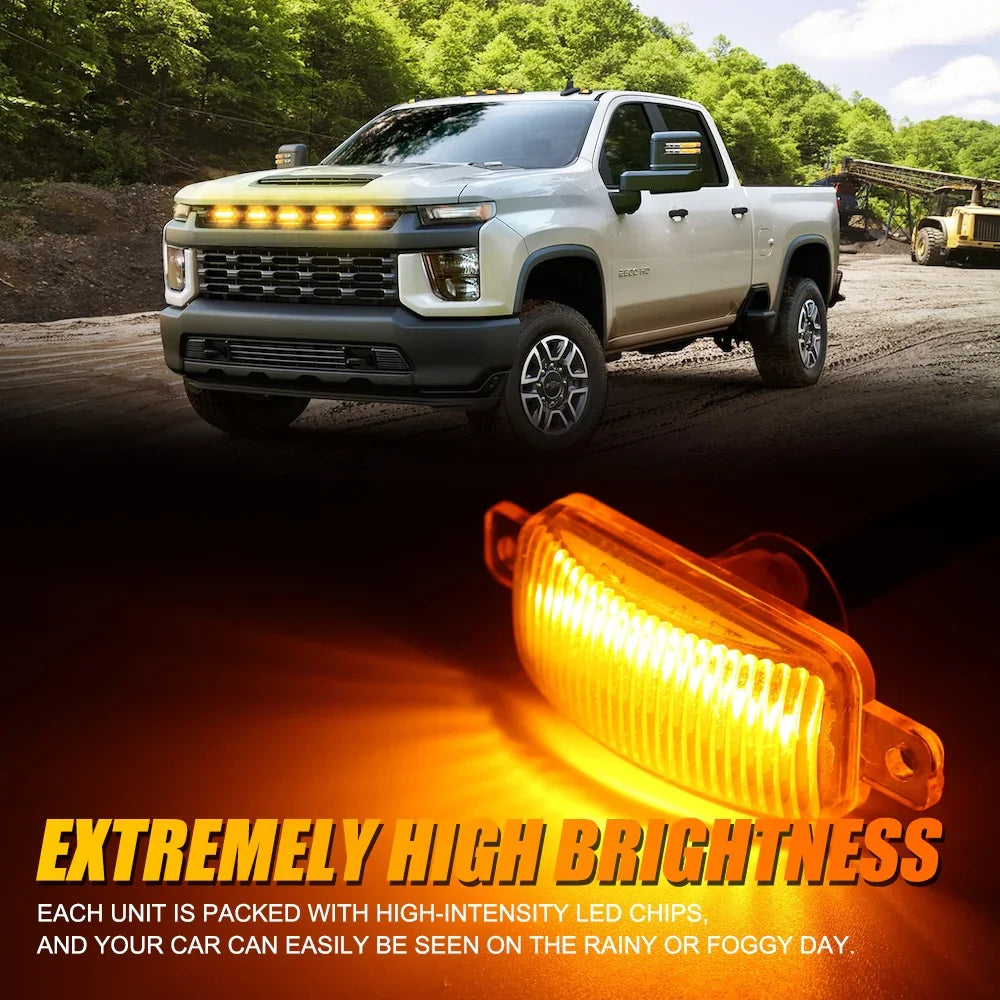 (5pcs/set) LED Front Grille Lights Raptor Style Amber Light Universal Car Modification - Image 2