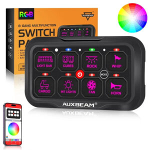 AR Series 6/8 Gang LED Switch Panel,Off Road Light Controller — 8 Gang / 1-Sided Outlet / Switch Panel Set