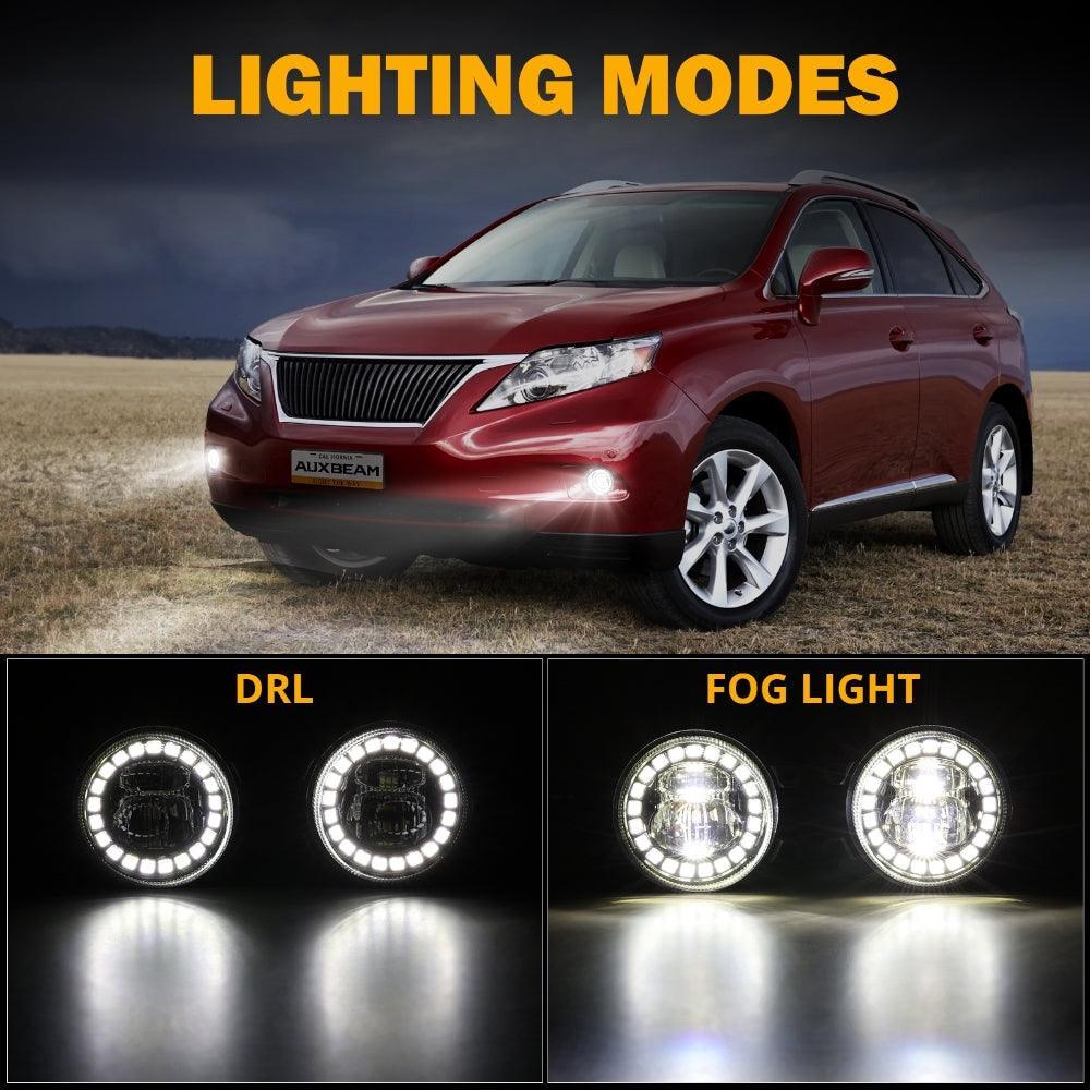 LED Fog Lights with Halo DRL Universal Fit for Toyota Camry Corolla RAV4 Yaris Prius Highlander Venza Avalon Matrix Solara, Led Fog Lamps for Lexus GS IS LX RX ES CT - Image 2