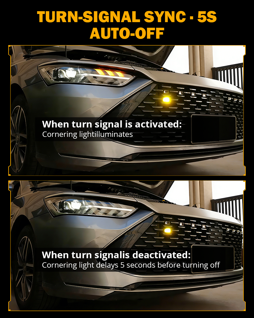๐0.8'' 3000K Yellow Bi-LED Projector | 45ยฐ Turning-Assist Grille Light for SUV Truck ATV UTV โ 21.2MM / 2PCS Grille Lights - Image 4