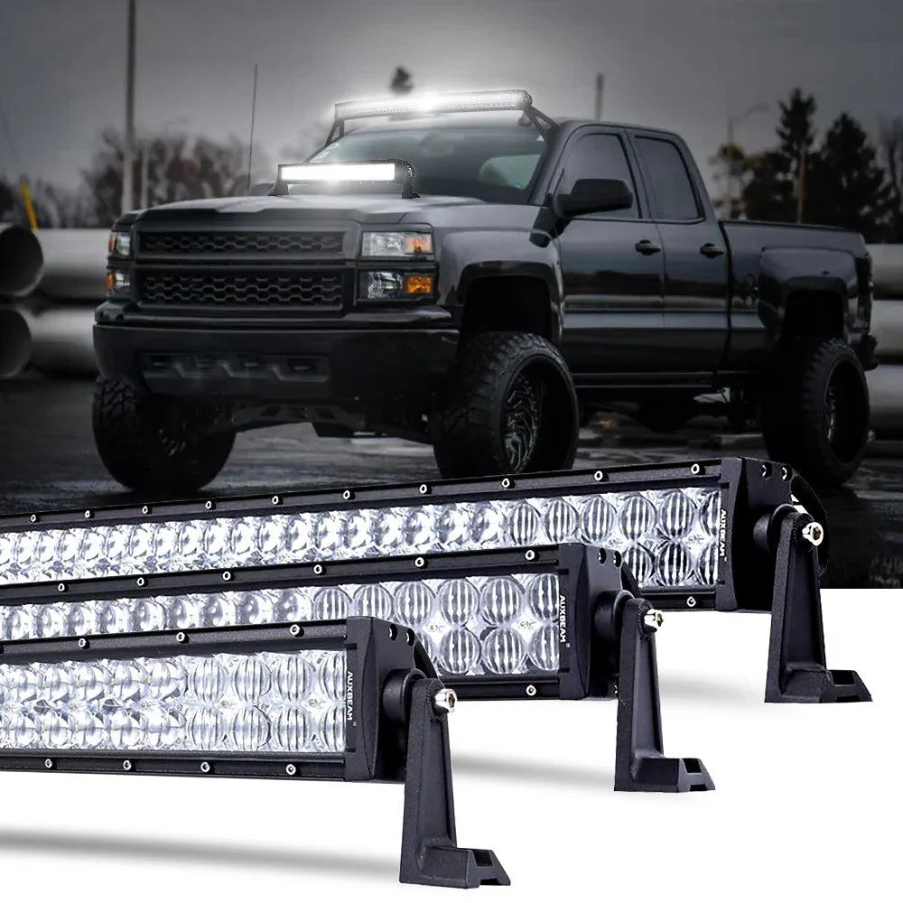 22 Inch-52 Inch 5D Series Straight/Curved Combo Beam Double Row LED Light Bar for 2015 Chevy Silverado 1500 2500 3500 — Straight / 42"-240W