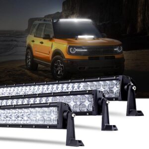 22 Inch-52 Inch 5D Series Straight/Curved Combo Beam Double Row LED Light Bar for Ford Bronco — Straight / 22"-120W