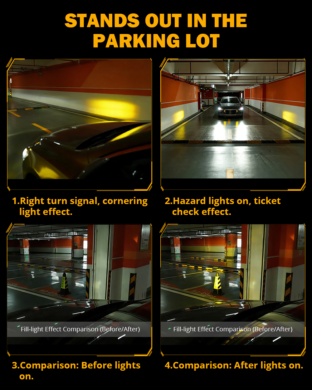๐0.8'' 3000K Yellow Bi-LED Projector | 45ยฐ Turning-Assist Grille Light for SUV Truck ATV UTV โ 21.2MM / 2PCS Grille Lights - Image 5
