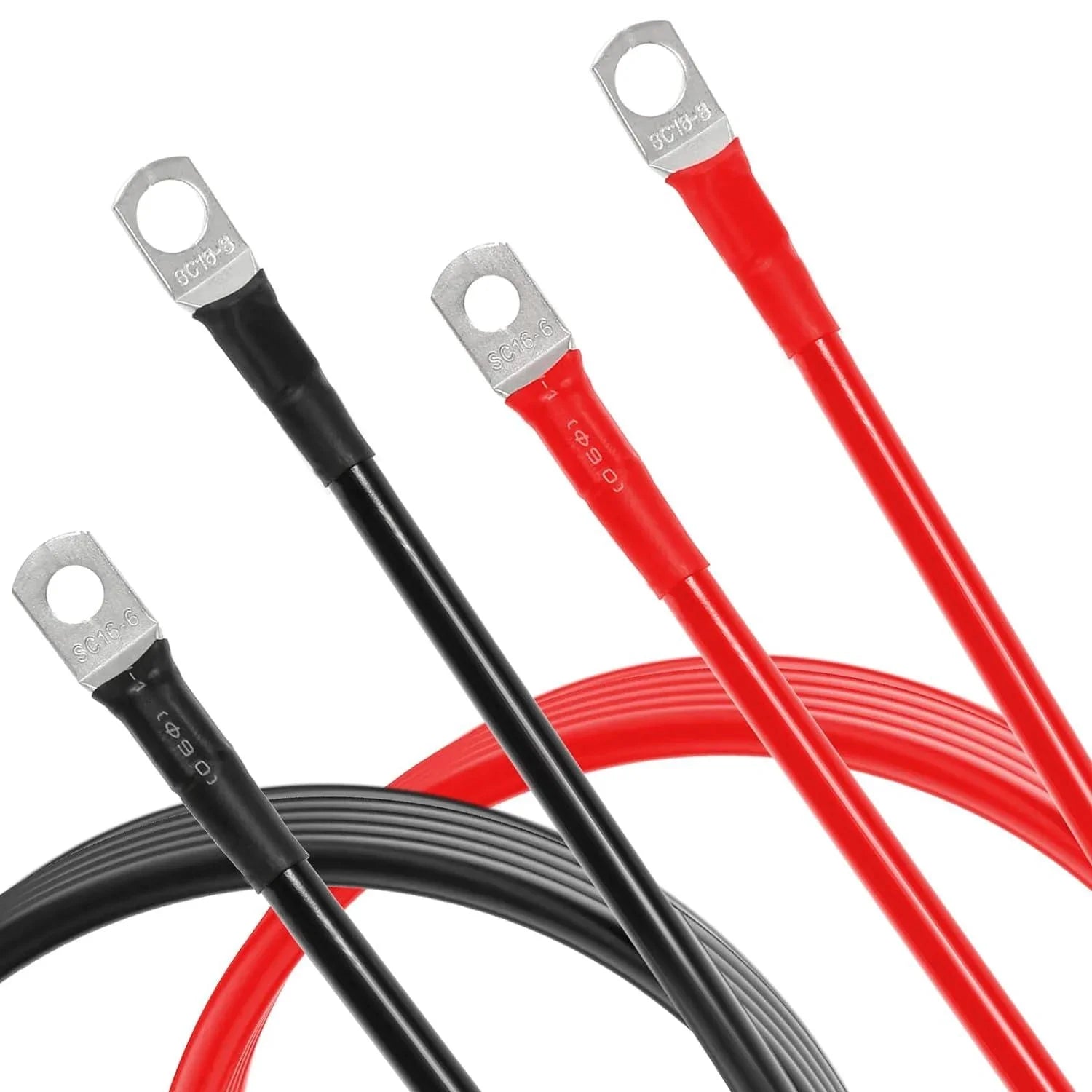 7FT 7AWG Battery Cables Tinned Copper Ring Terminal Lugs Battery Wires - Image 2
