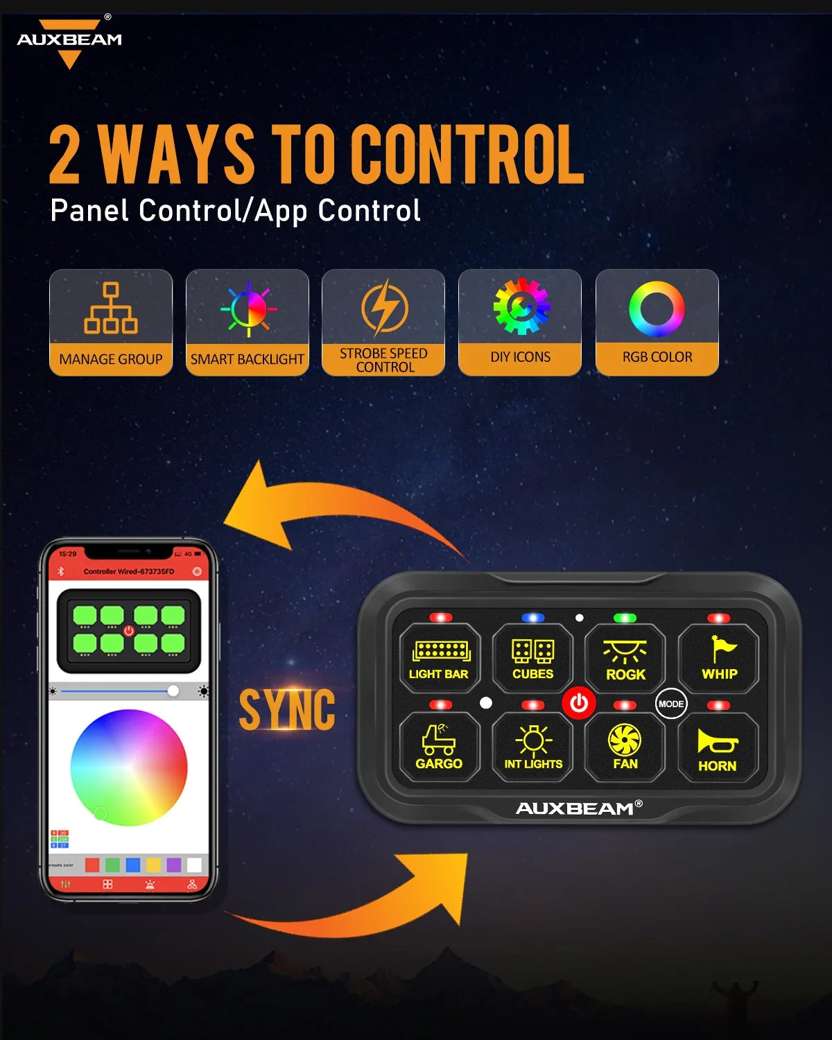 AR Series 8 Gang (AR-820) RGB Switch Panel with APP, Toggle/ Momentary/ Pulsed Mode Supported (Two-Sided Outlet) — AR-820 RGB Switch Panel - Image 2