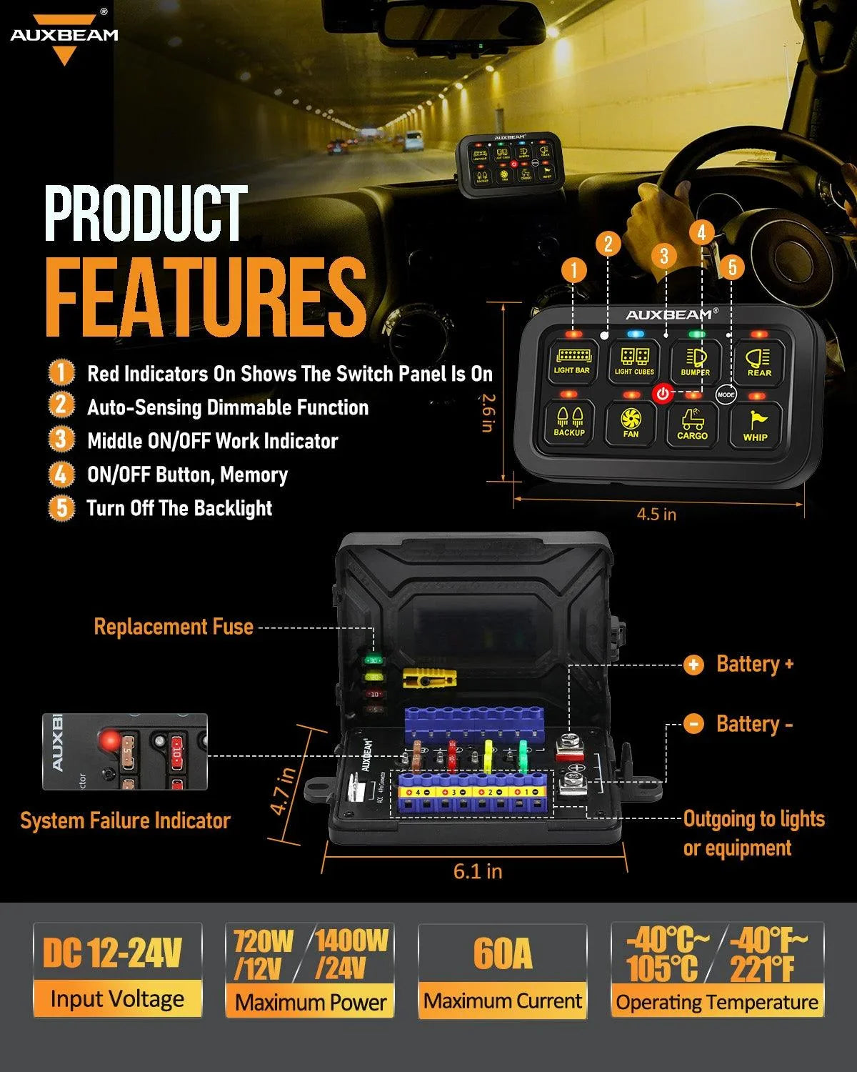 RGB Series 8 Gang (RB80) Switch Panel, Toggle/ Momentary/ Pulsed Mode Supported (Two-Sided Outlet) — RB80 Switch Panel Set - Image 3