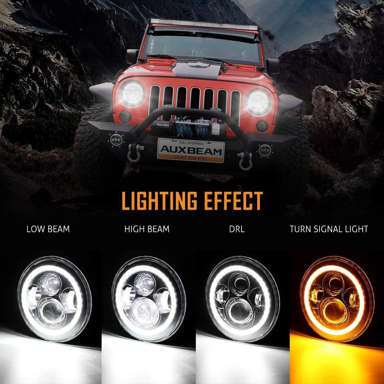 7'' LED Halo Headlights & 4'' 30W LED Fog Lights With White DRL with Amber Turn Signal For Jeep Wrangler2007-2018 JK — 4" Fog Lights - Image 2