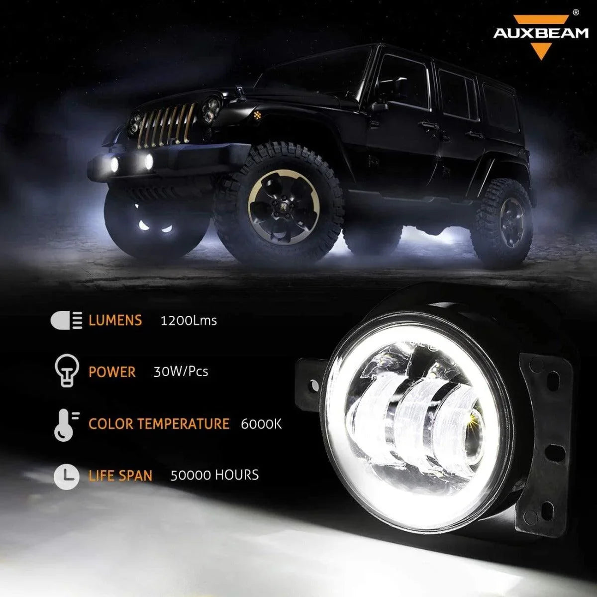(2pcs/set) 4 Inch 30W Round LED Fog Lights With DRL&Amber Turn Signal for Jeep Wrangler JL JLU 2018 2019 2020 - Image 2