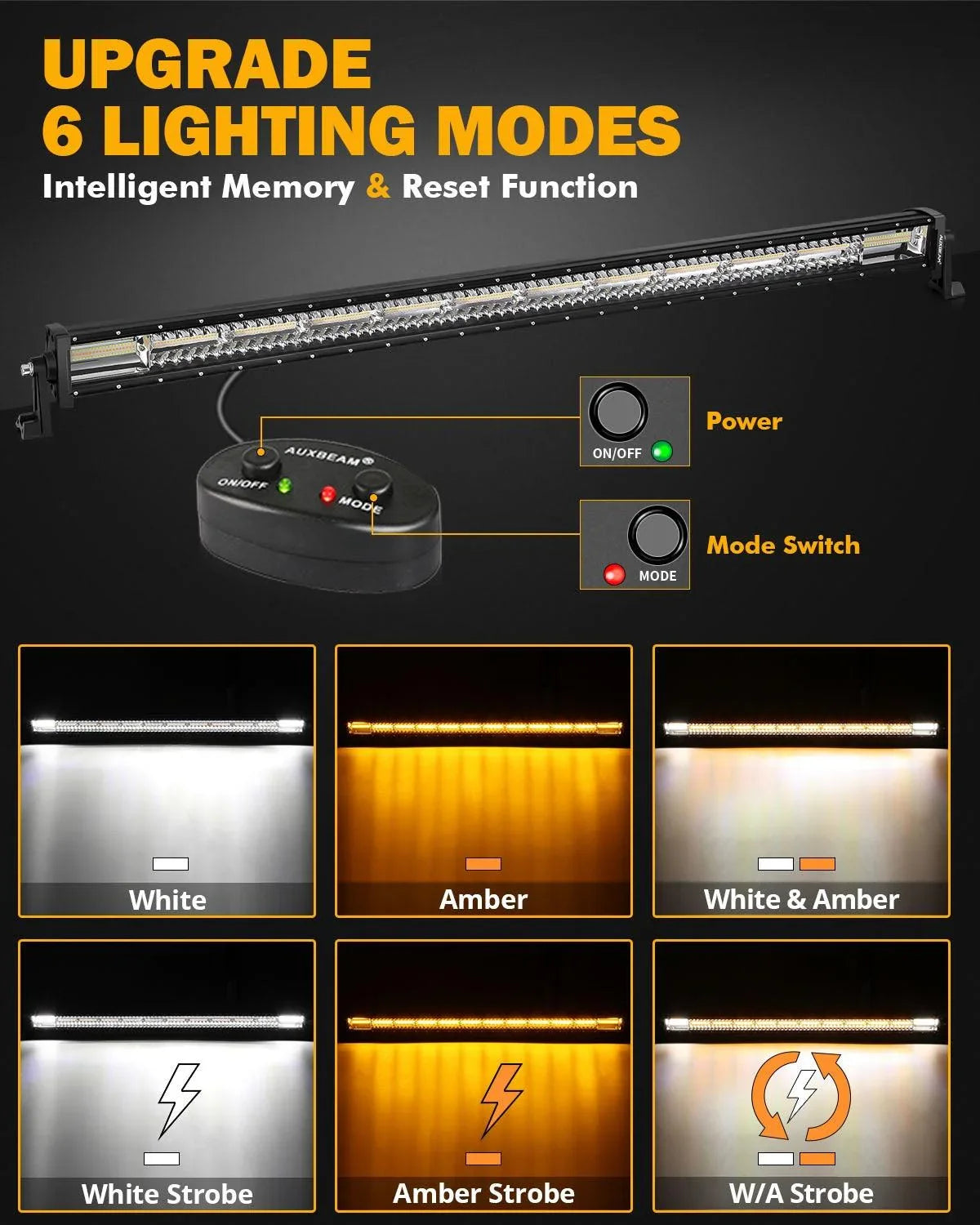 50 Inch 6 Modes White&Amber Straight Off Road Led Light Bar - Image 2