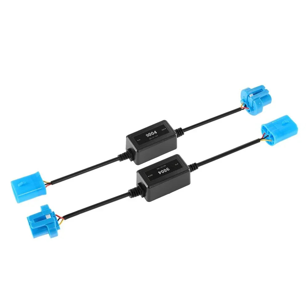 9004/HB1 C10-MODEL Enhanced LED Headlight Bulbs Canbus Decoder Anti-Flicker Hyper Flash No Warning Harness Resistor Conversion Kit 2pcs/set