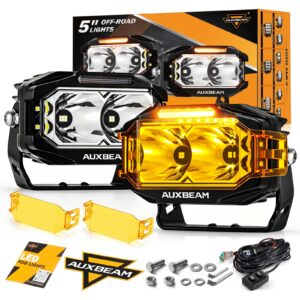 V-MAX Series | 5 Inch 138W 16200LM Spot Beam Side Shooter LED Rectangular Pod Lights with Amber DRL — 2Pcs Pod Light / With Amber Covers