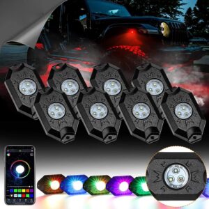 RGB LED Rock Light Set with Bluetooth Controller for GMC Sierra AT4 GMC Sierra 1500/2500/3500 — 12pcs/set