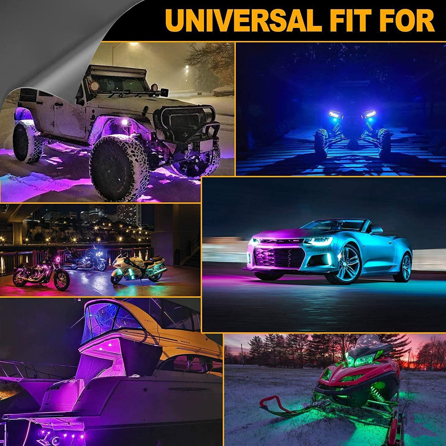 RGB LED Rock Light Set with Bluetooth Controller for GMC Sierra AT4 GMC Sierra 1500/2500/3500 — 12pcs/set - Image 2
