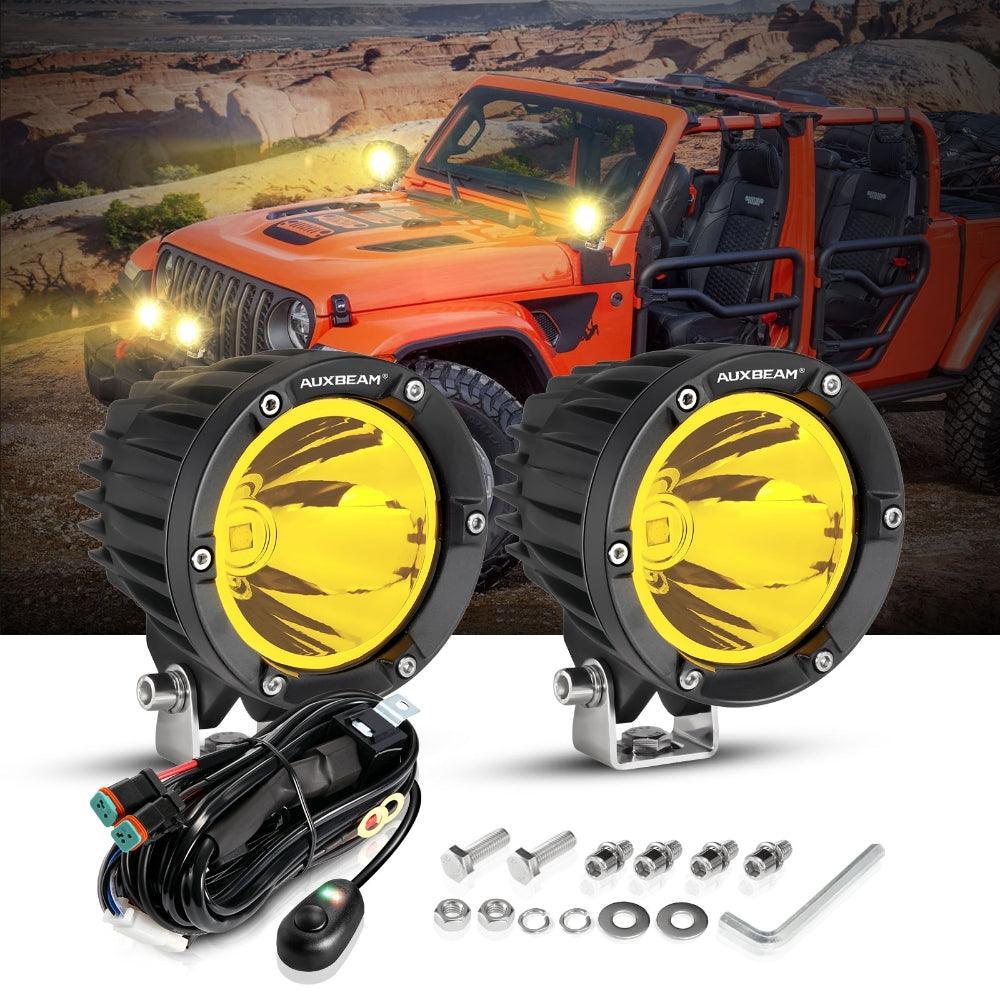C4 Series | 4 Inch 100W Spot Round LED Pods Amber LED Driving Lights — 2Pcs Pod Lights / Without Covers