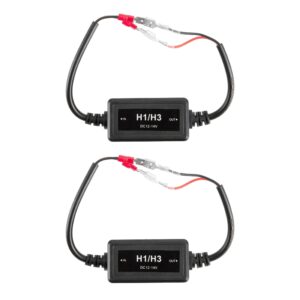 H1/H3 C10-Model Enhanced LED Headlight Bulbs Canbus Decoder Anti-flicker Hyper Flash No Warning Harness Resistor Conversion Kit 2pcs/set