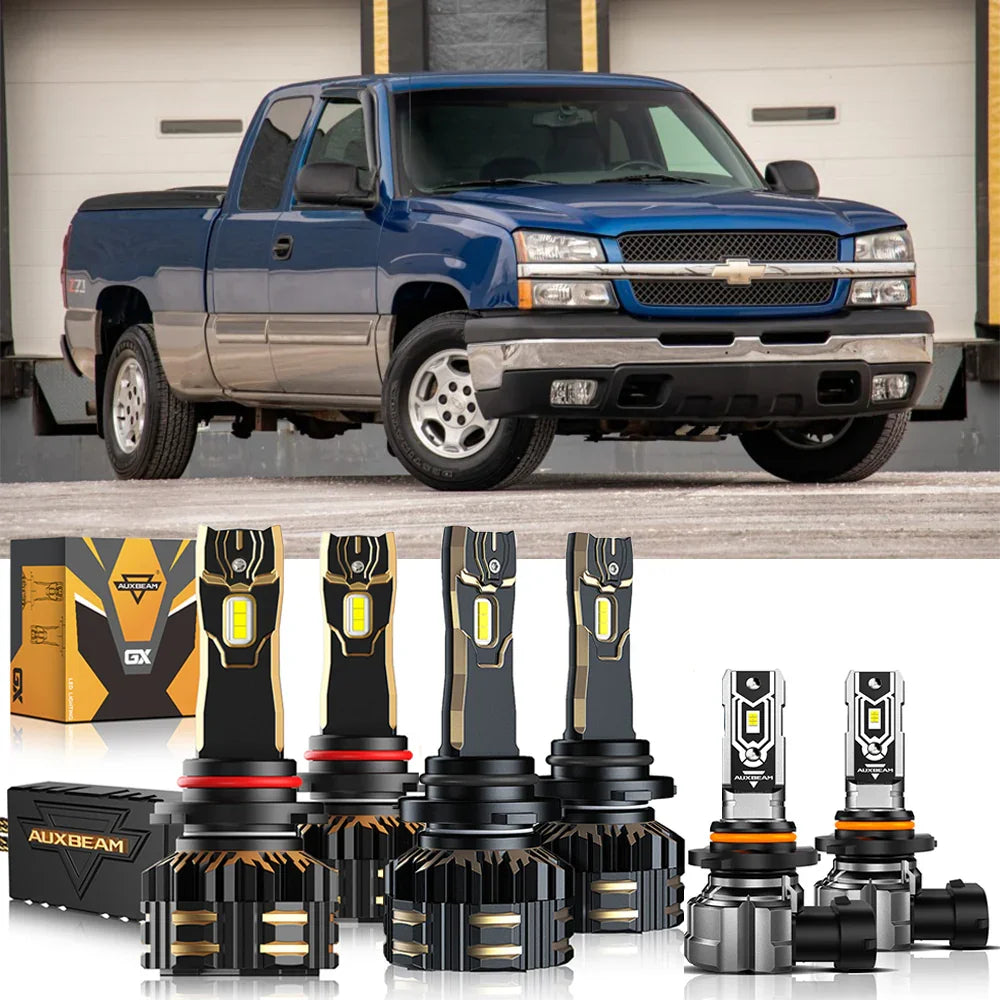 Fro 2003-2006 Chevrolet Silverado 1500 9005 9006 LED Headlight Bulbs Bundle — 9005 High Beam
