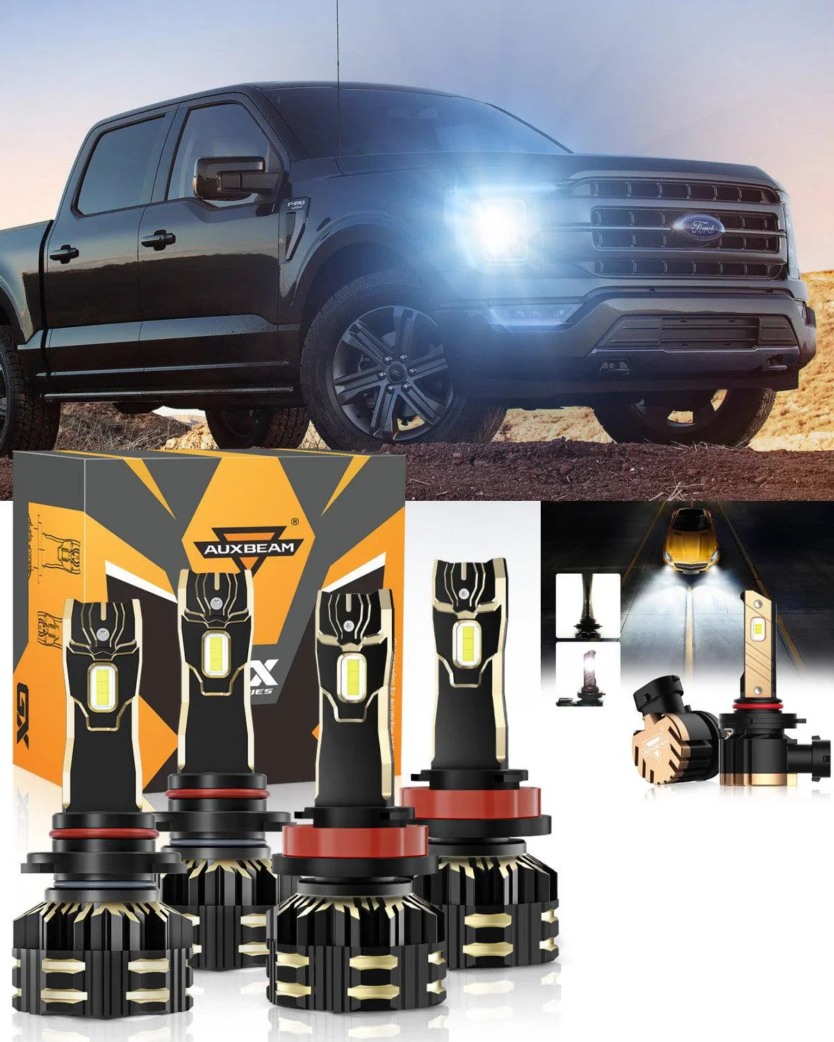 For 2021 Ford F-150 9005 H11 LED Headlight Bulbs Bundle — H11 Low Beam