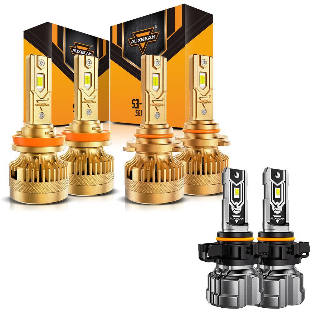 For 2007-2014 GMC Sierra 1500 2500 3500 HD S3 Pro Series Dual Decoder CAN-BUS Error Free 24000LM LED Light Bulbs High Low Beam Bundle — 9005 High Beam