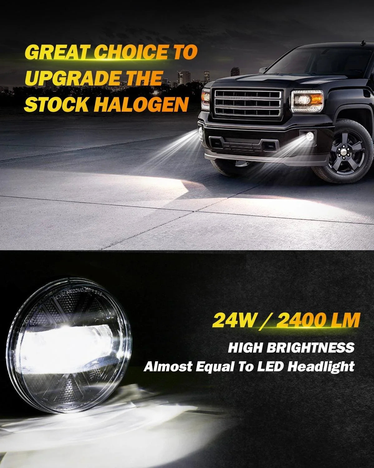 (2pcs/set) 48W LED Fog Lights DOT Approved For 2007-2013 GMC Sierra 1500 / 2007-2014 Sierra 2500HD 3500HD (Black) - Image 2