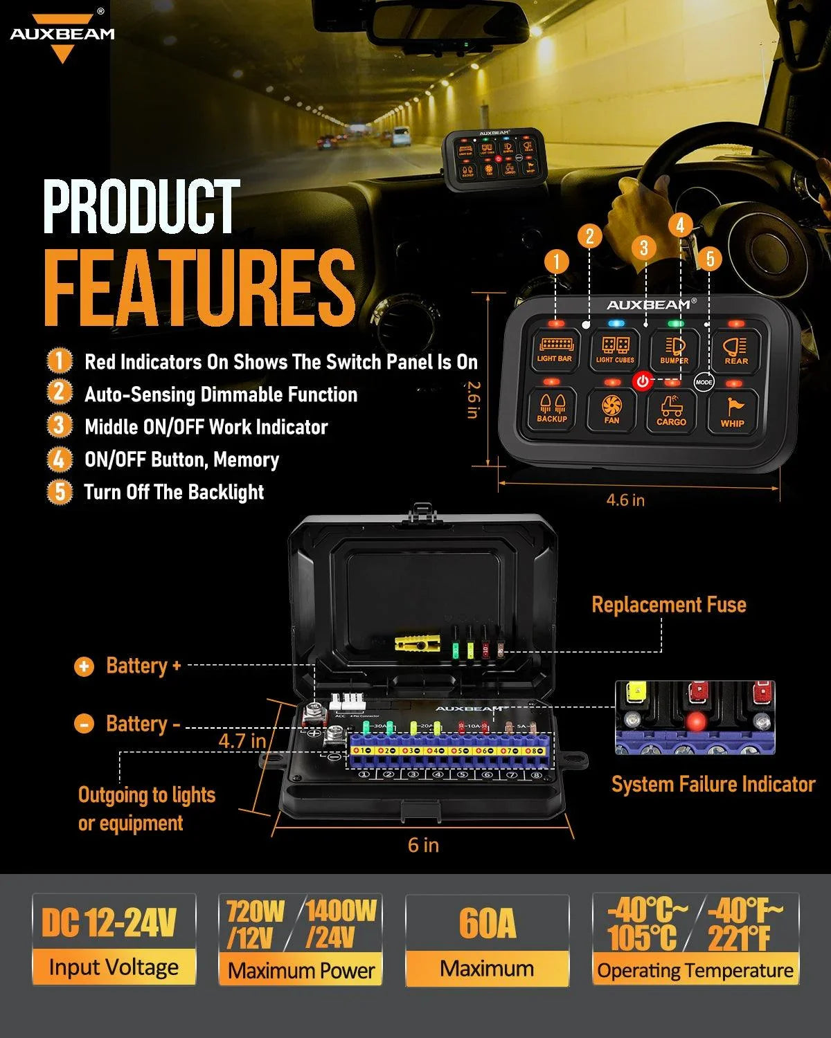 RGB Series 8 Gang (RA80) Switch Panel, Toggle/ Momentary/ Pulsed Mode Supported (One-Sided Outlet) — RA80 Switch Panel Set - Image 3