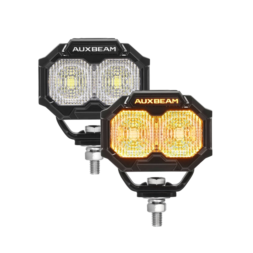 MASTER-T Series 3" Flood Beam Off-Road Lights with Amber Backlight — 2Pcs Pod Light / Without Black Covers