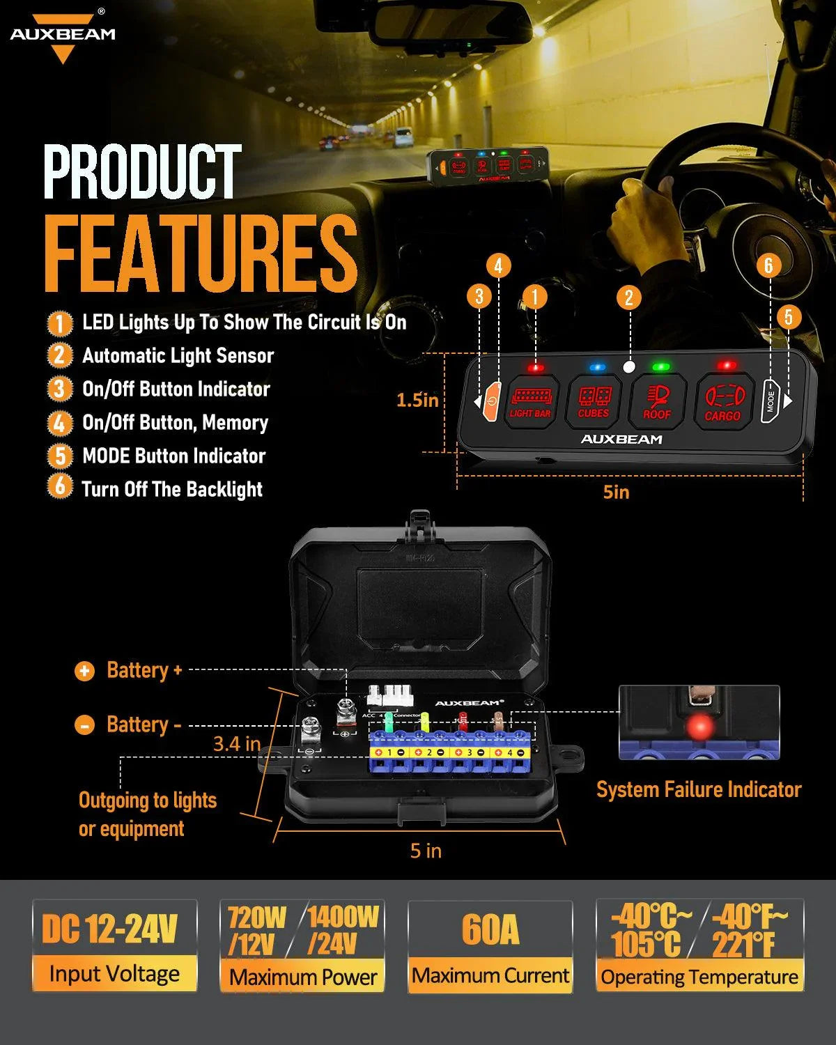 AS Series 4 Gang (AS-R40) RGB Slim Switch Panel, Toggle/ Momentary/ Pulsed Mode Supported(One-Sided Outlet) — AS-R40 RGB Switch Panel - Image 3