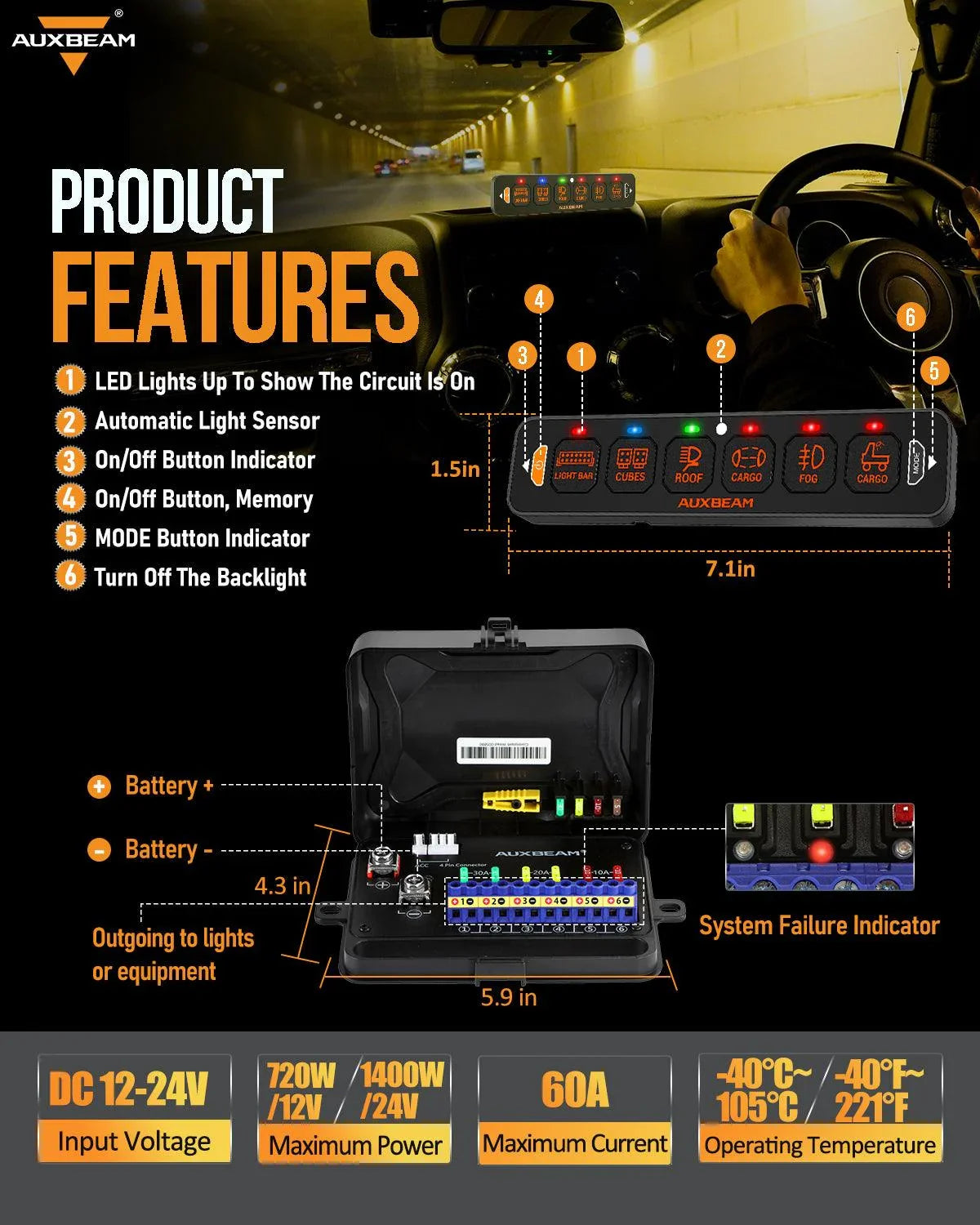 AS Series 6 Gang (AS-R60) RGB Slim Switch Panel, Toggle/ Momentary/ Pulsed Mode Supported(One-Sided Outlet) — AS-R60 Switch Panel - Image 3